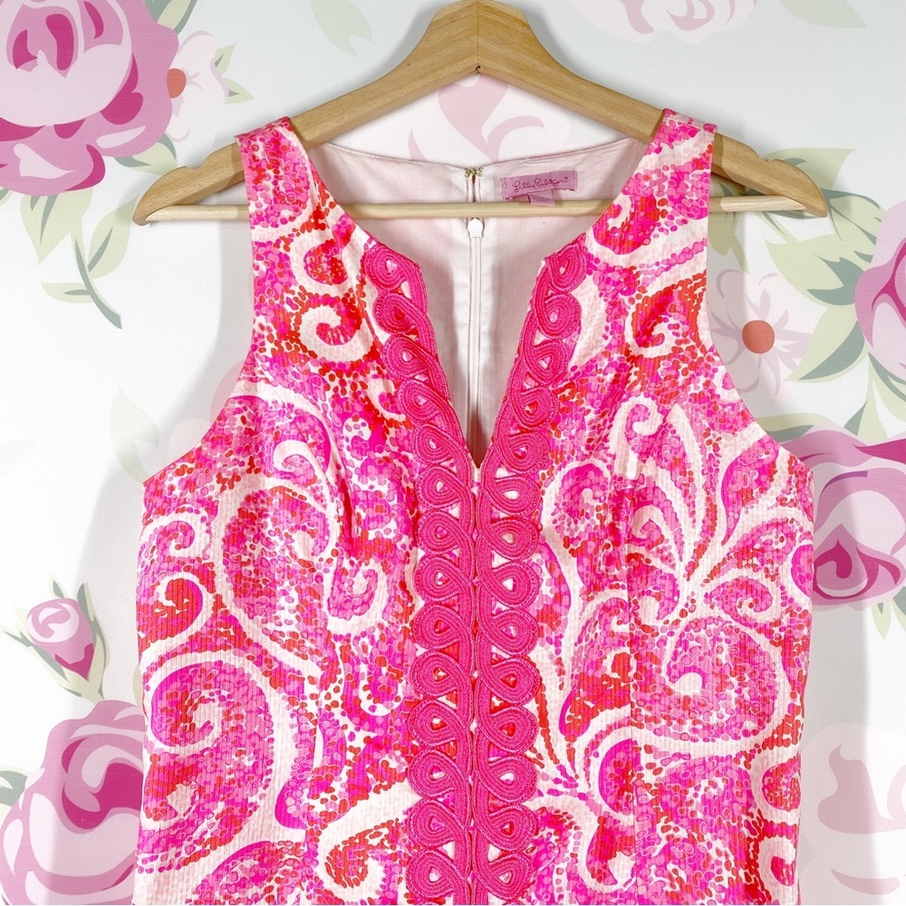 Lilly Pulitzer Ryder Pink Pout Paisley Print Shift Mini Dress 4 - Picture 4 of 12